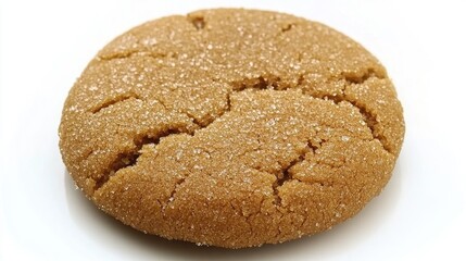 Naklejka premium Brown sugar cookie with a textured surface isolated on a clean white background for culinary and dessert themed designs.