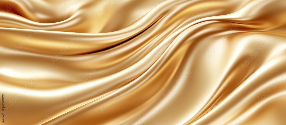 Aufkleber Elegant golden satin fabric texture creating a luxurious and festive abstract background suitable for various design projects.