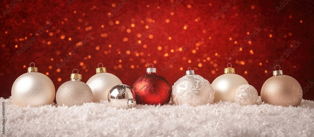 Poster festive christmas background with colorful ornaments and snowy texture ideal for holiday promotions 