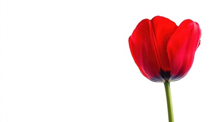 Red tulip flower with delicate petals isolated on white background showcasing botanical beauty and elegance of nature's spring bloom.