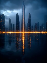 Fototapeta premium Wide-Angle UHD View of a Smart City with Towering Skyscrapers and Innovative Infrastructure 