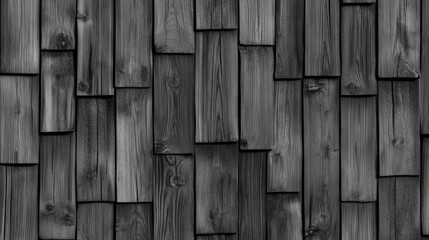Close up texture of gray wooden roof tiles featuring weathered shingles in a detailed background suitable for architectural design projects