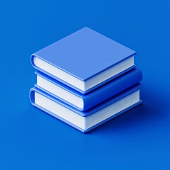 A Minimalist Isometric Stack of Vibrant Blue and White Books in 3D