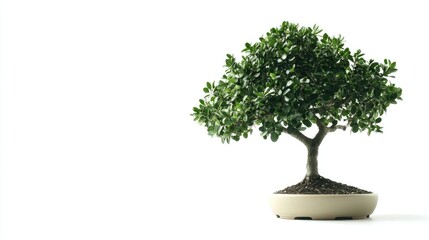 Bonsai tree in pot symbolizing resilience against life's challenges with unique shapes against a clean white background