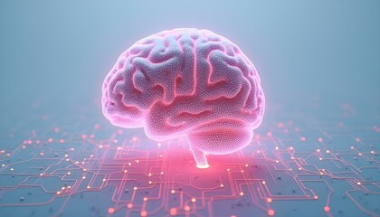 Fototapeta premium Artificial Intelligence Brain Hologram with Neural Network Connections