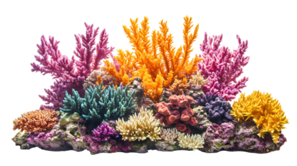 Vibrant coral reef display with various colors.