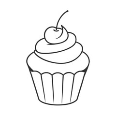 Playful Lineart Pastel Cupcake Illustration with Smooth Layers and Glossy Frosting.