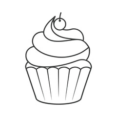 Playful Lineart Pastel Cupcake Illustration with Smooth Layers and Glossy Frosting.