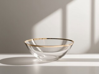 Elegant Gold Rimmed Glass Bowl for Serving.