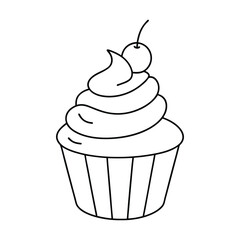 Playful Lineart Pastel Cupcake Illustration with Smooth Layers and Glossy Frosting.