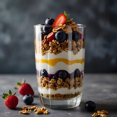 muesli with yogurt and berries