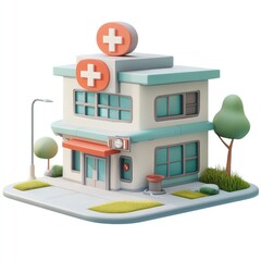 Obraz premium Cartoon hospital building illustration.