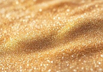 Close-Up of Shimmering Golden Glitter Surface with Soft Focus Creating a Dreamy and Luxurious Background for Creative Projects and Design Works