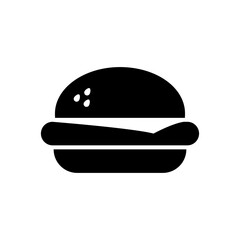 Burger icon with layered bun and fillings for food or fast food symbol