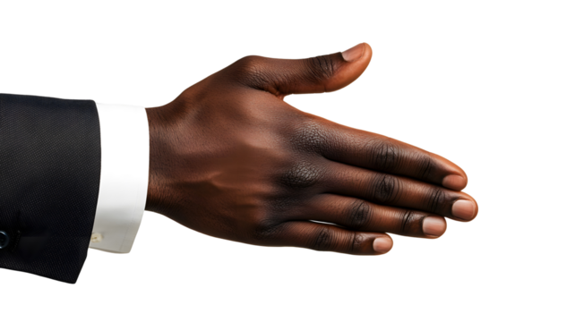 A hand extended for a handshake.