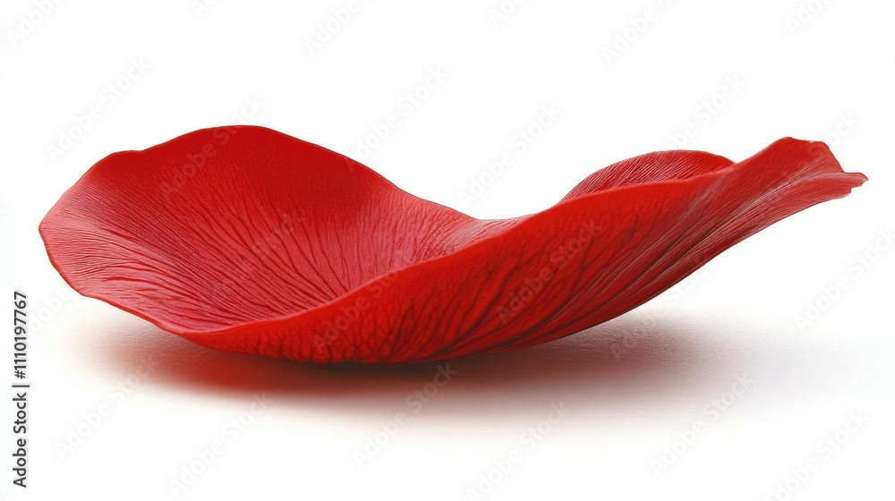 Poster vibrant red rose petal isolated on a white background showcasing delicate texture and rich color ide
