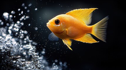 Vibrant orange fish swimming gracefully in sparkling water