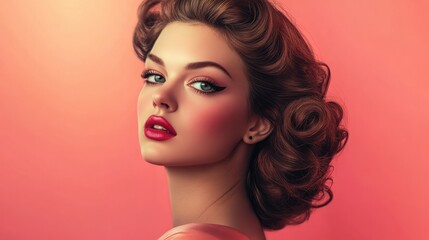 Fototapeta premium Beautiful woman in retro style