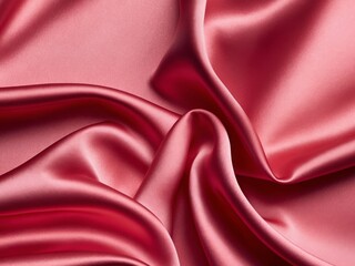 Fototapeta premium Luxurious red satin fabric with soft fluffy texture.