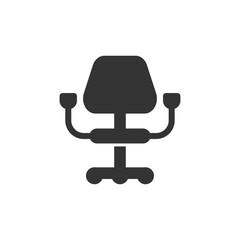Office chair icon with hand rests for ergonomic seating and comfort