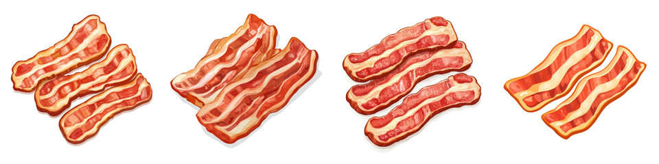 Flat style illustration of bacon, isolated on a white background. Mix Collection PNG.