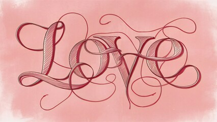 Fototapeta premium Elegant Calligraphic Love Design, Romantic Valentine's Day Art, Wedding Invitation, Typography