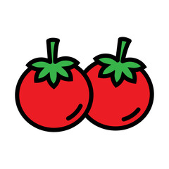 Tomatoes icon with two red tomatoes for fresh produce or cooking