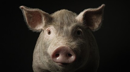 Fototapeta premium Cute pig portrait conveying the theme of pork rejection with a focus on animal welfare and compassion for livestock.
