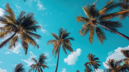 A travel image showing blue sky with palm trees