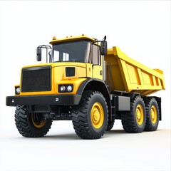 High Definition Yellow Construction Vehicle on Solid Background
