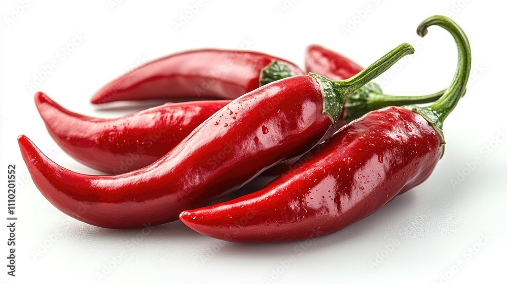 Poster red hot chili peppers clustered together on a clean white background showcasing their vibrant color 
