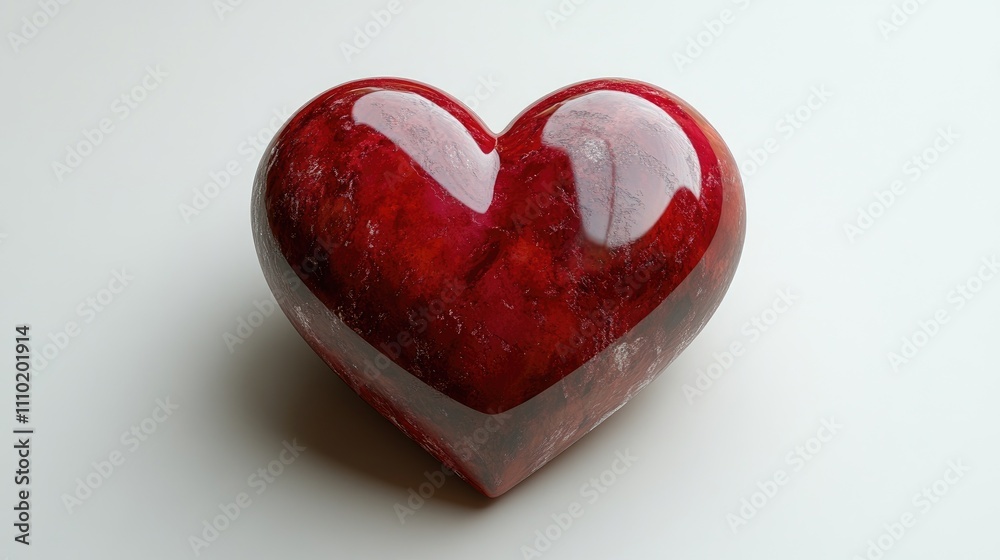 Poster red heart-shaped object isolated on clean white background symbolizing love and affection for decora