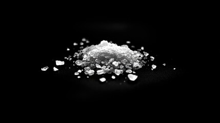 Sea salt crystals arranged in a mound on a dark background highlighting their texture suitable for culinary use and gourmet food preparations.