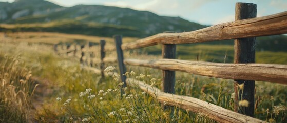 Fototapeta premium a wooden fence against a natural landscape