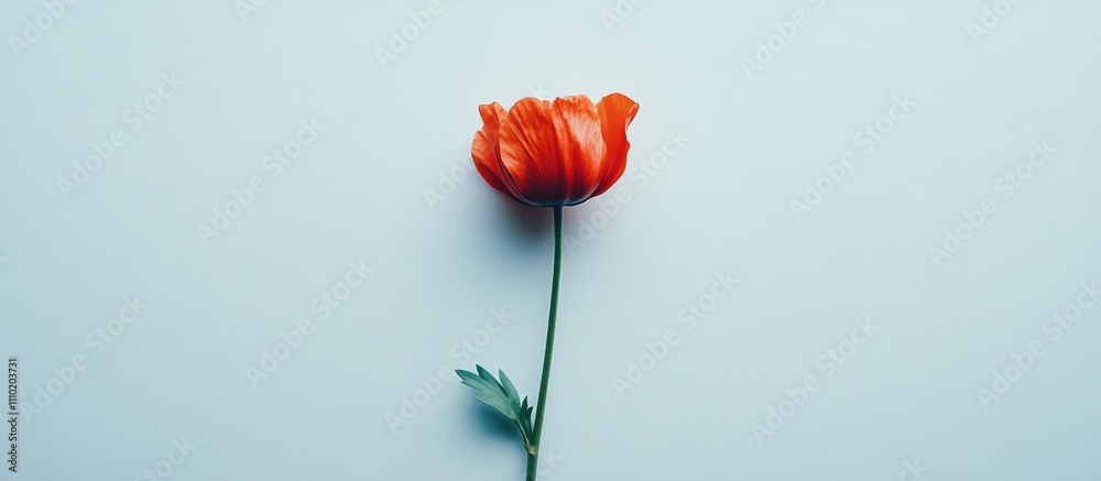 Poster vibrant red flower with delicate petals resting against a minimalistic white background for a fresh 
