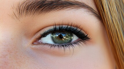 Reflection of nature and emotion captured in a close-up of a woman's eye symbolizing introspection and awareness of risks