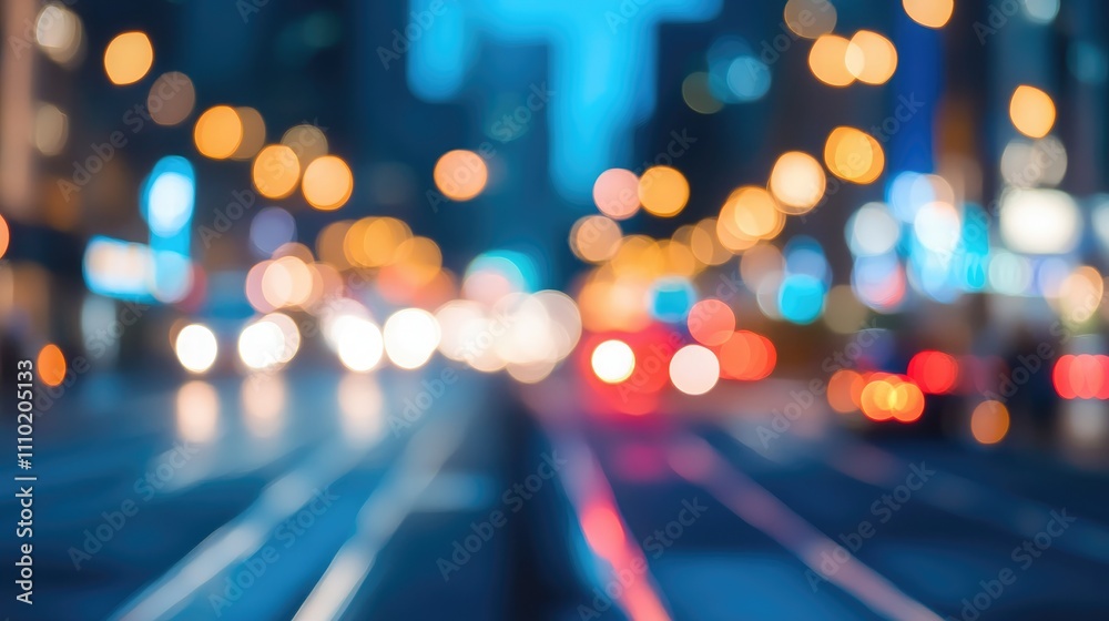 Poster vibrant city lights bokeh background creating a dreamlike abstract atmosphere for artistic or commer