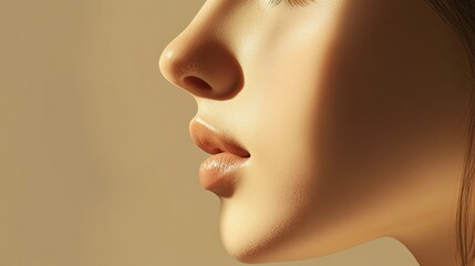 Close-Up Profile of a Female Face Highlighting Soft Skin Texture