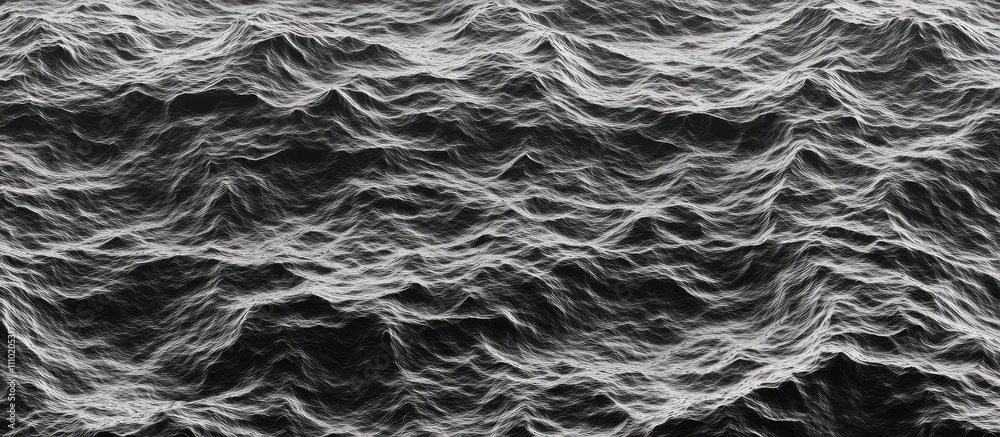 Poster Textured waves and ripples forming abstract patterns on water surface in monochrome tones for artistic and design backgrounds