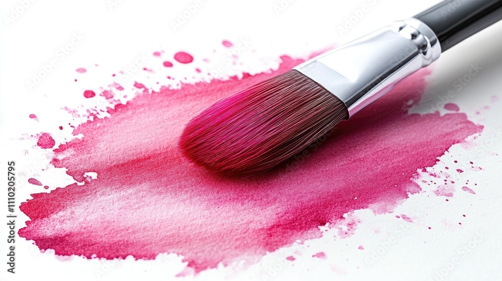 Poster pink watercolor round brush stroke on white background showcasing artistic design and texture for cr