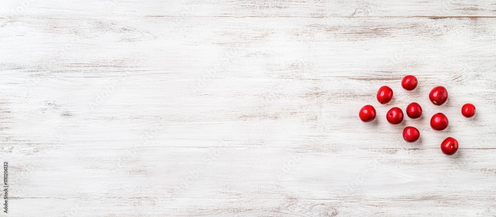 Poster fresh red apples scattered on a rustic white wooden background ideal for use in decoration postcards