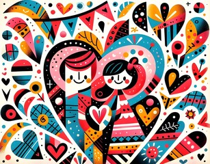 Obraz premium Amor Geométrico: Dia de San Valentín