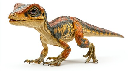 Obraz premium Adorable baby dinosaur, orange and black, isolated on white.