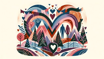 Obraz premium Amor Geométrico: Dia de San Valentín
