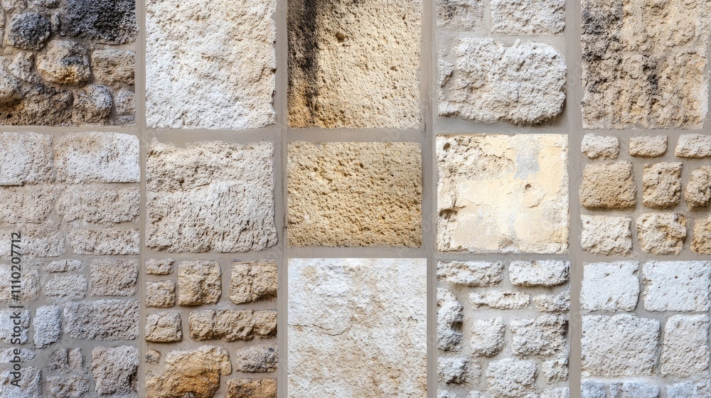 Poster collection of weathered stone wall textures featuring rough masonry surfaces ideal for design projec