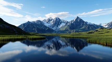Fototapeta premium A beautiful mountain range with a lake in the foreground
