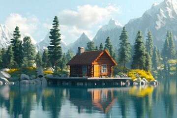 Fototapeta premium The local fisherman's cottage illustration 