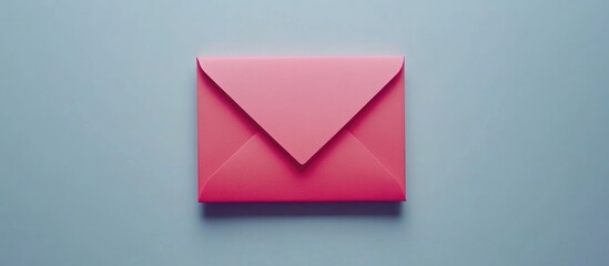 Pink envelope on a light blue backdrop with space for text ideal for invitations or stationery design showcasing modern aesthetic