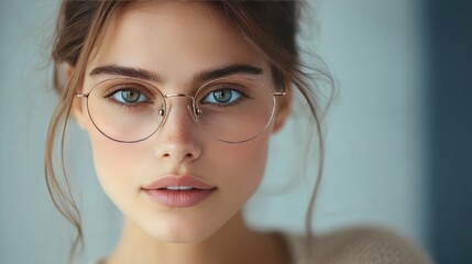 Fototapeta premium Close-up portrait of a young woman wearing glasses.