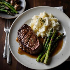 grilled steak with vegetables